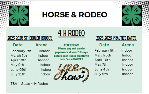 4-H Rodeo Schedule