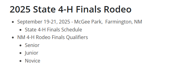 2025 State 4-H Finals Rodeo