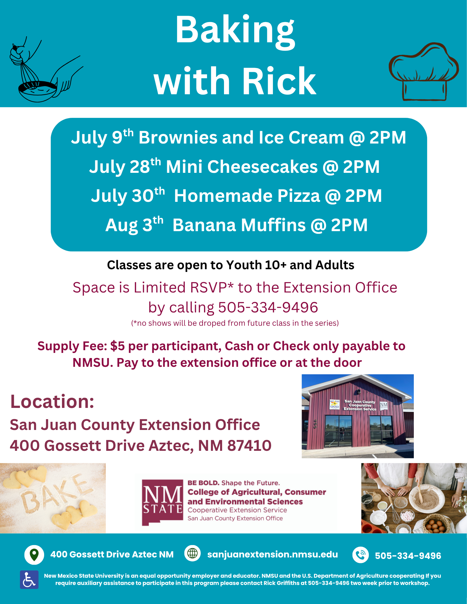 Summer Baking Classes With Rick flyer
