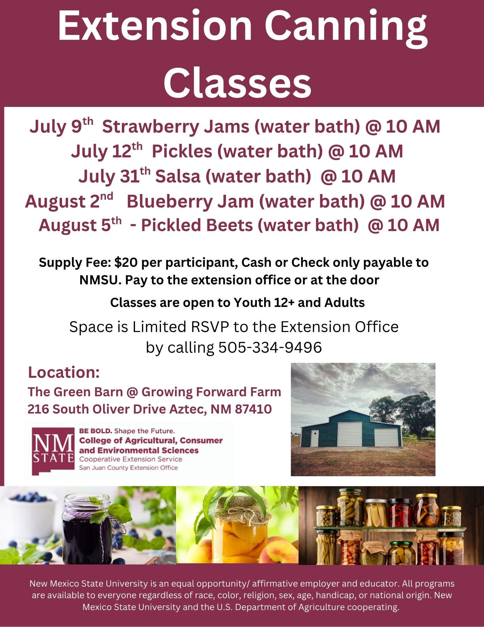 2025 FCS Canning Classes